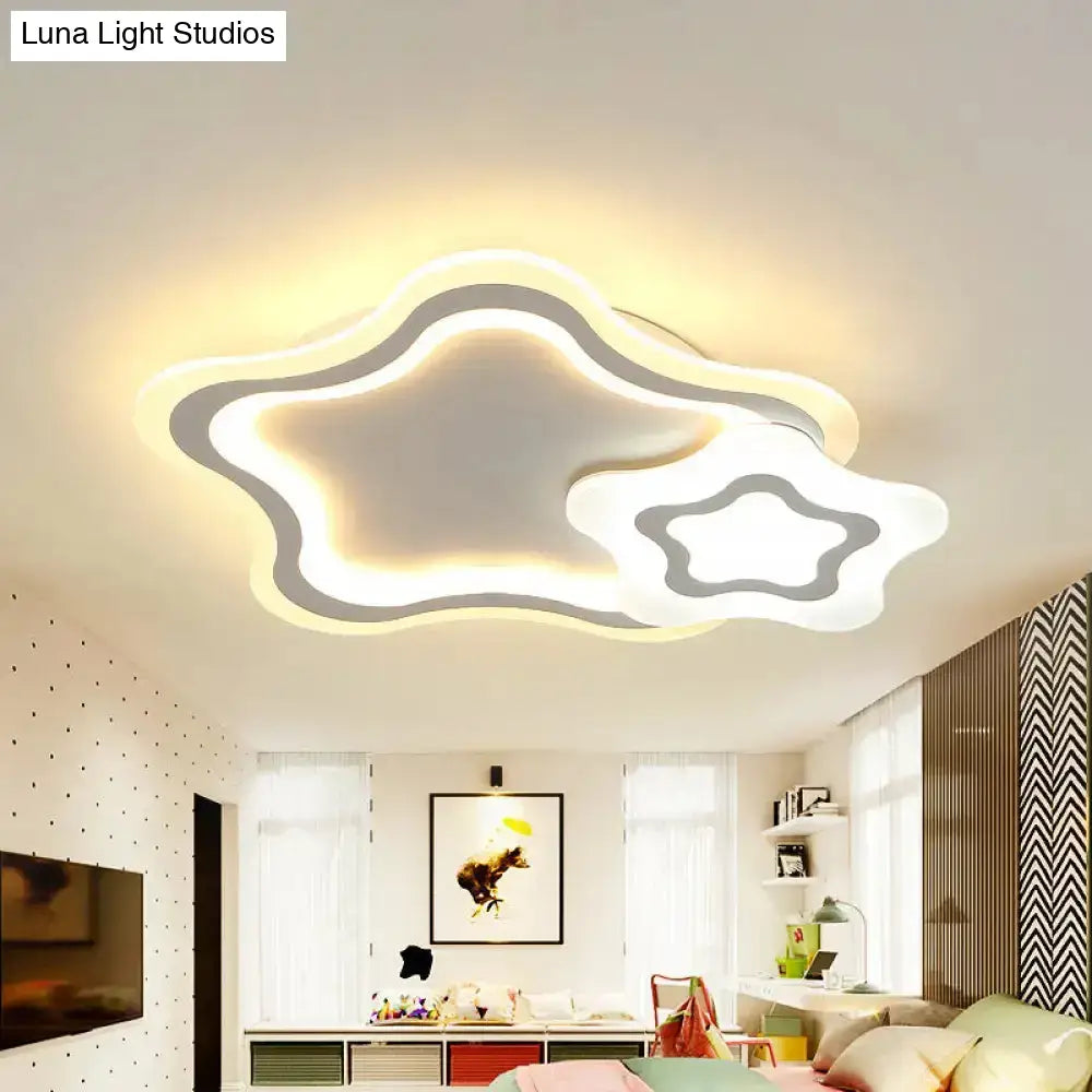 Kids Led Flushmount Ceiling Light With White Star/Triangle/Loving Heart Design For Nursery