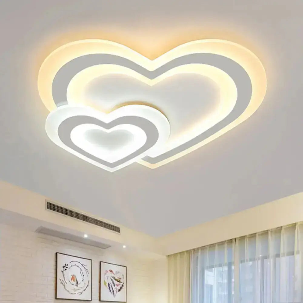 Kids Led Flushmount Ceiling Light With White Star/Triangle/Loving Heart Design For Nursery / Loving