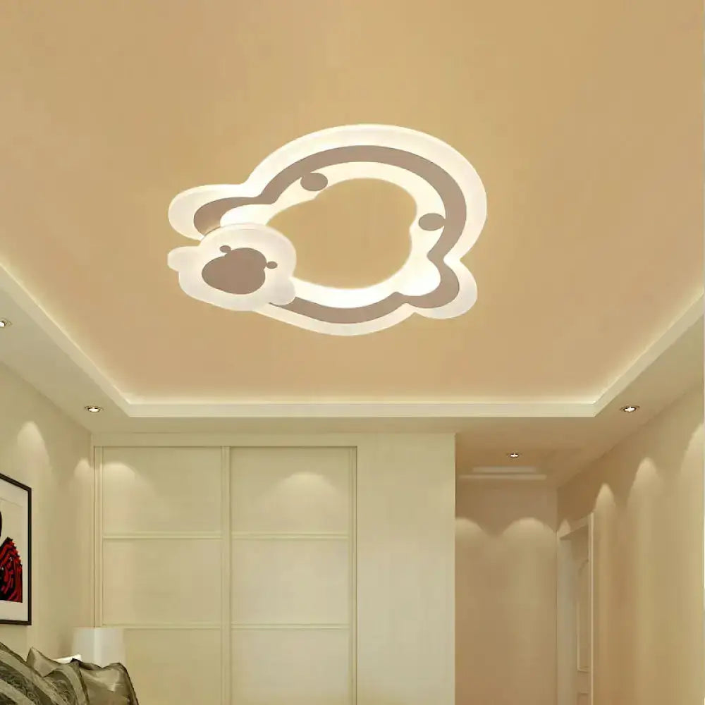 Kids Led Flushmount Ceiling Light With White Star/Triangle/Loving Heart Design For Nursery / Penguin