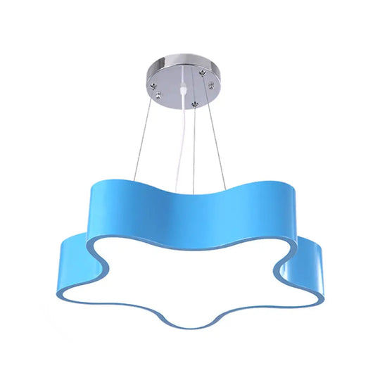 Kids Led Hanging Light With Colorful Finish And Star Acrylic Shade - Child Care Centre Pendant