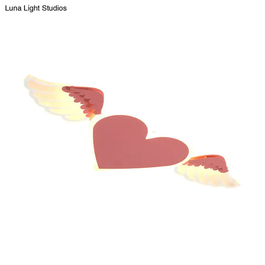 Kids Led Heart-Shaped Ceiling Lamp In White/Pink Flush Mount With Warm/White Light