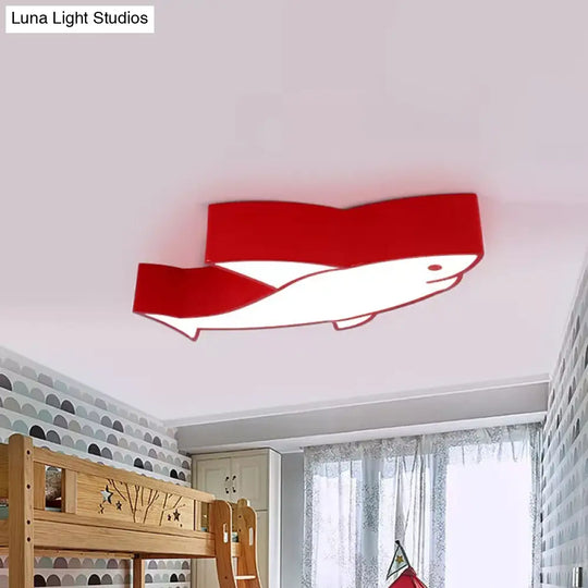 Kids Led Shark Ceiling Light With Colorful Acrylic Shade - Flush Mount Recessed Lighting