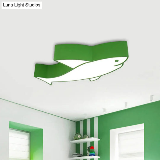 Kids Led Shark Ceiling Light With Colorful Acrylic Shade - Flush Mount Recessed Lighting