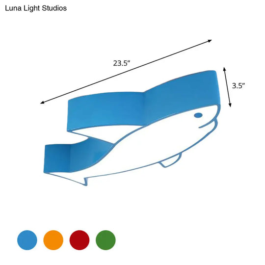 Kids Led Shark Ceiling Light With Colorful Acrylic Shade - Flush Mount Recessed Lighting