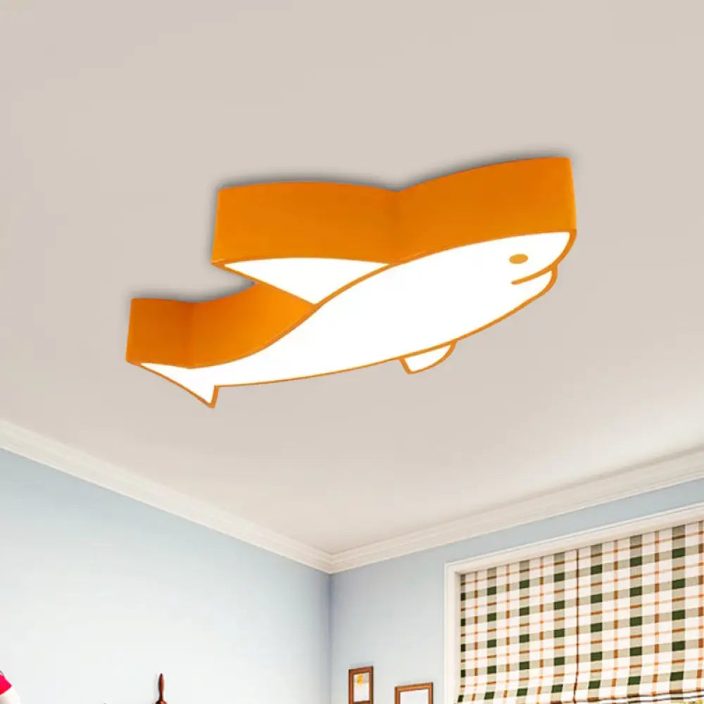 Kids Led Shark Ceiling Light With Colorful Acrylic Shade - Flush Mount Recessed Lighting Yellow