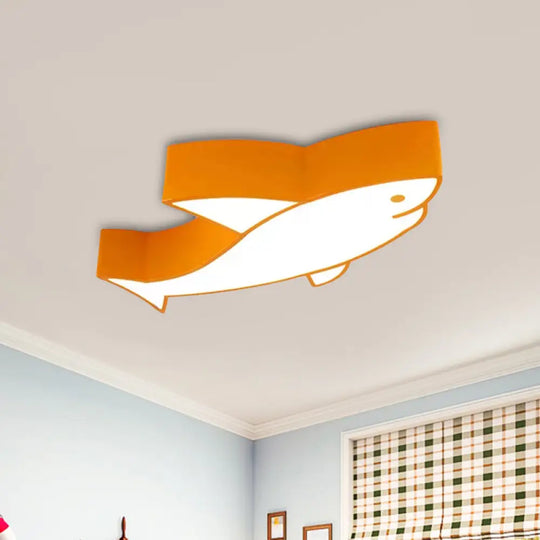 Kids Led Shark Ceiling Light With Colorful Acrylic Shade - Flush Mount Recessed Lighting Yellow