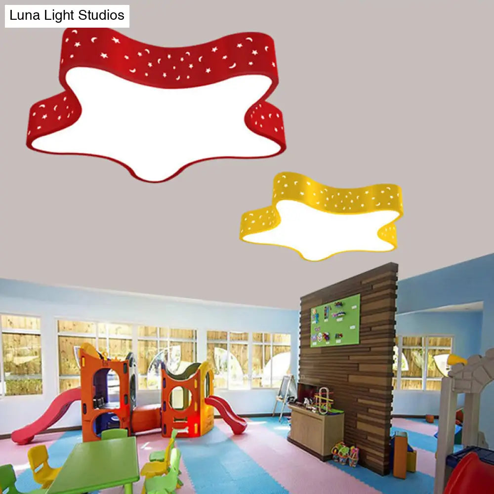 Kids Led Star Shaped Ceiling Fixture In Red/Pink/Yellow Red