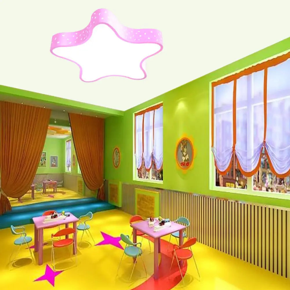 Kids Led Star Shaped Ceiling Fixture In Red/Pink/Yellow Pink