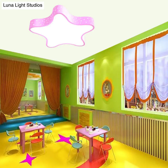 Kids Led Star Shaped Ceiling Fixture In Red/Pink/Yellow Pink
