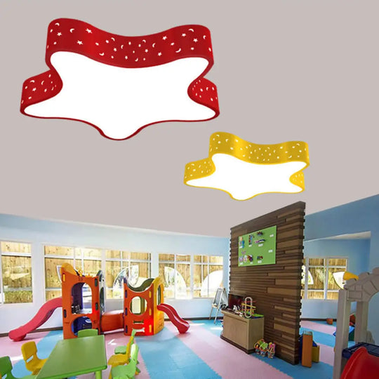 Kids Led Star Shaped Ceiling Fixture In Red/Pink/Yellow Red