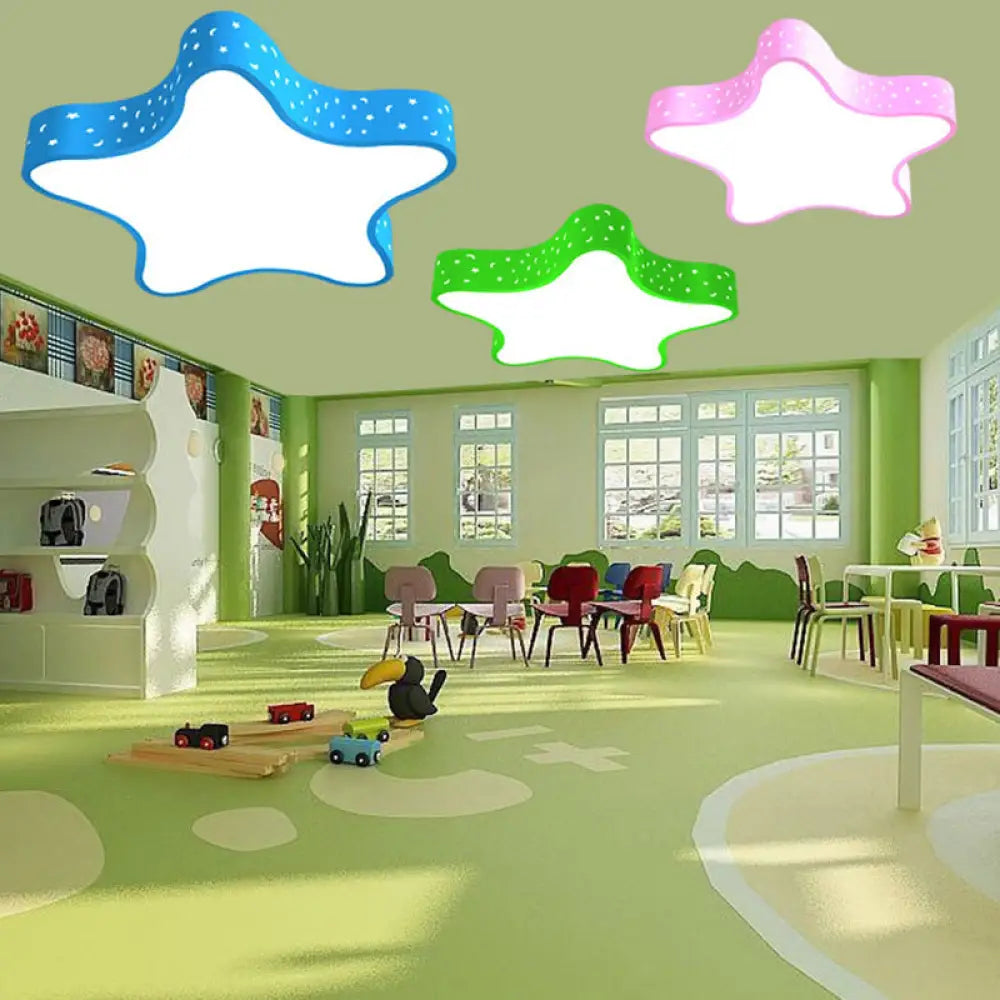 Kids Led Star Shaped Ceiling Fixture In Red/Pink/Yellow Blue