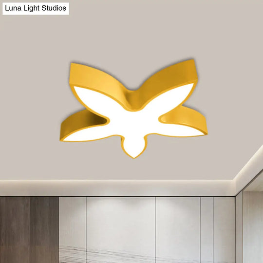 Kids Led Starry Flush Mount Ceiling Light With White/Red/Yellow Acrylic Shade Yellow