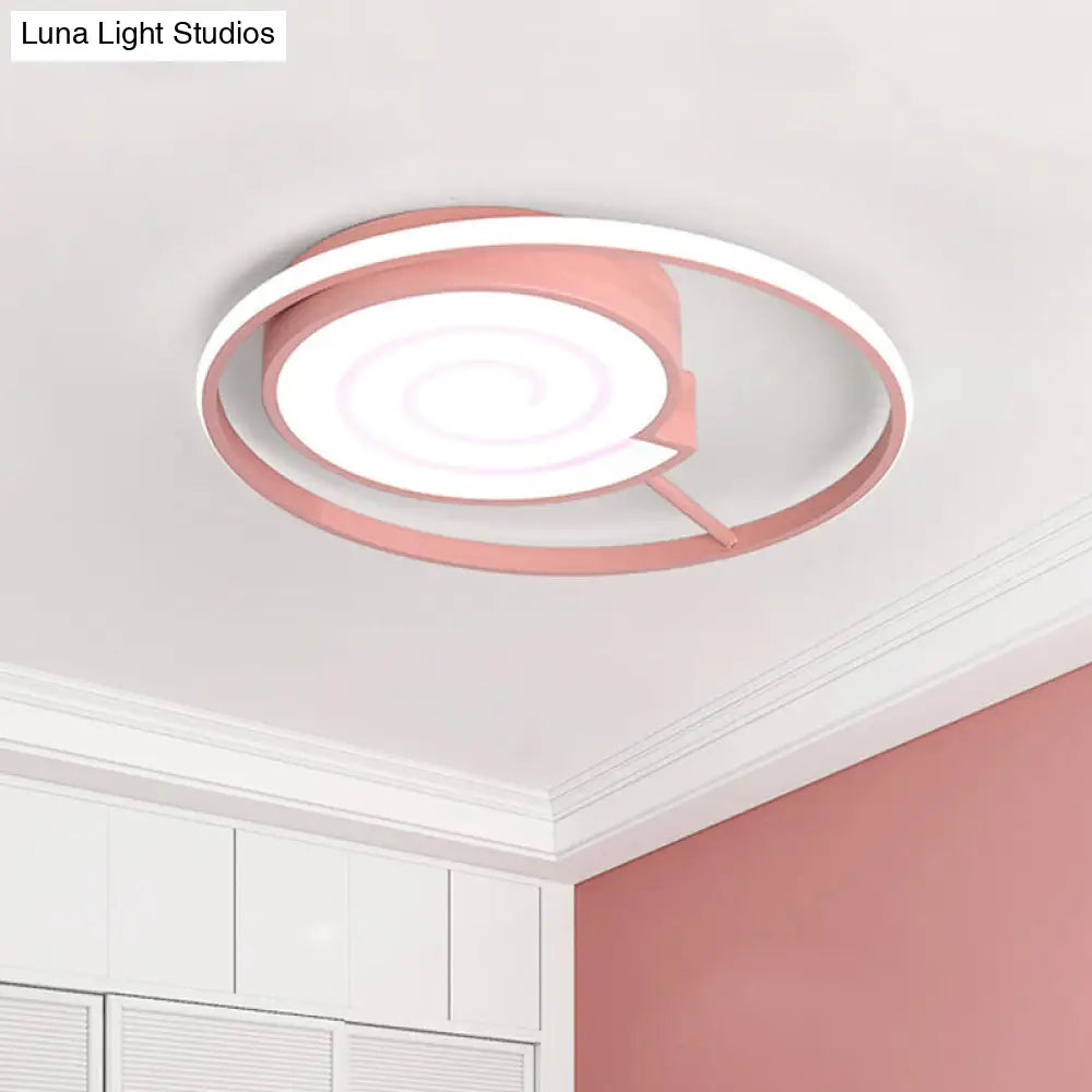 Kids Lolly Candy Pink Led Flush-Mount Ceiling Light For Childrens Rooms