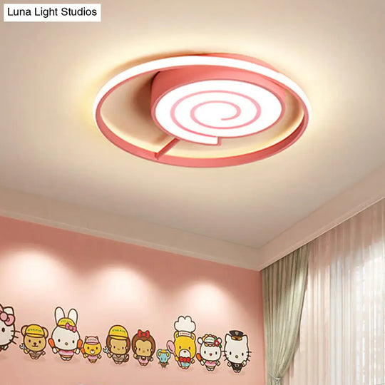 Kids Lolly Candy Pink Led Flush-Mount Ceiling Light For Childrens Rooms