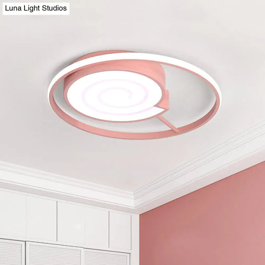 Kids Lolly Candy Pink Led Flush - Mount Ceiling Light For Children’s Rooms