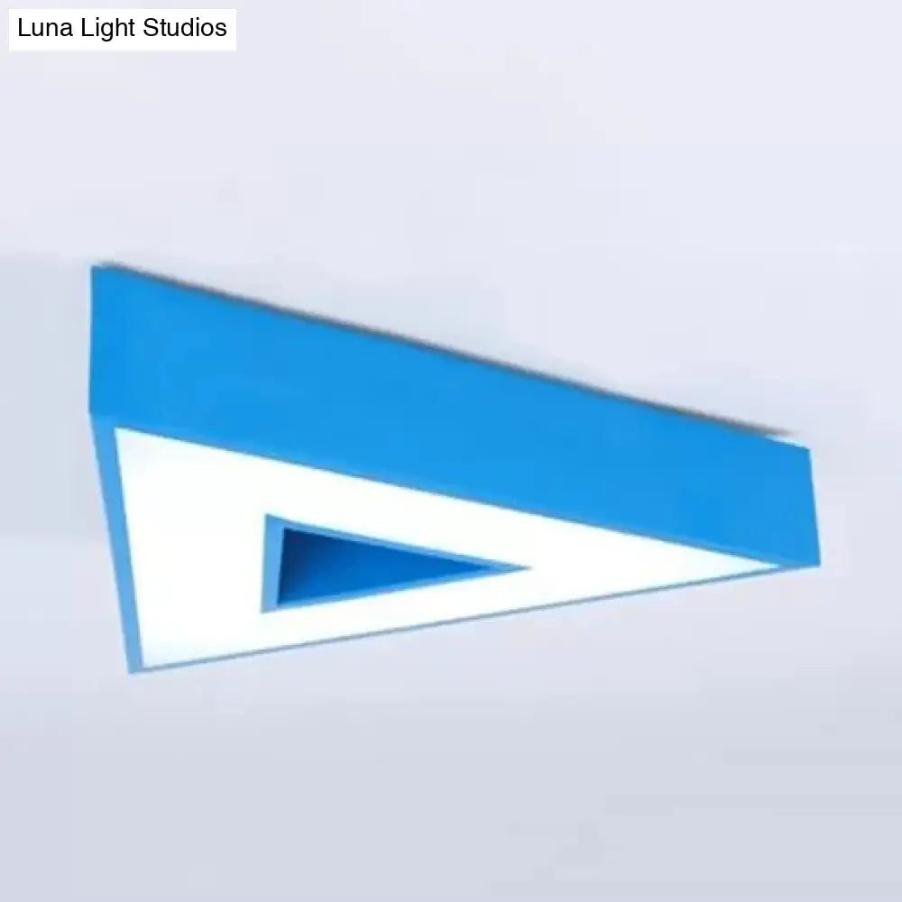 Kids Lovely Led Acrylic Triangle Ceiling Light For Kindergarten Blue / 19.5