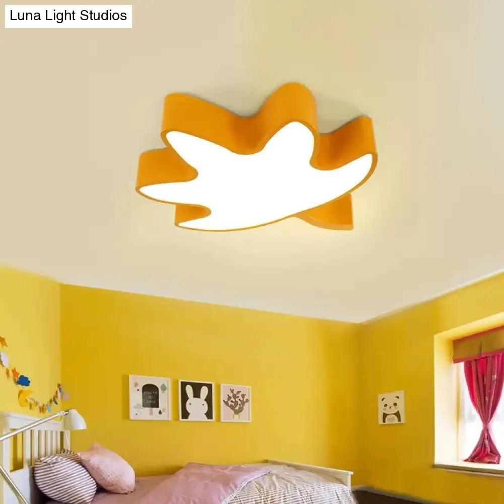 Kids Maple Leaf Acrylic Led Ceiling Mount Light - Candy Colors For Shops