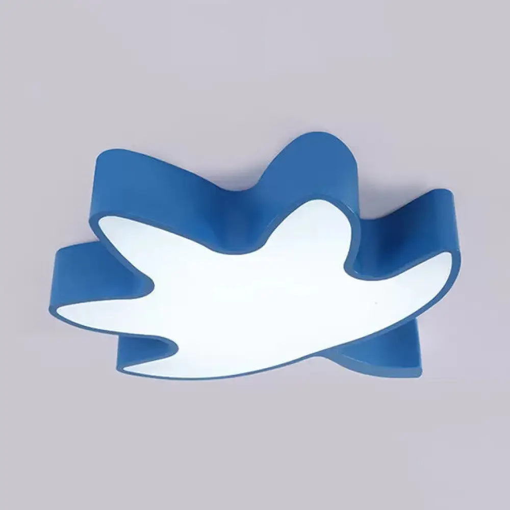 Kids’ Maple Leaf Acrylic Led Ceiling Mount Light - Candy Colors For Shops Blue / White 19.5’