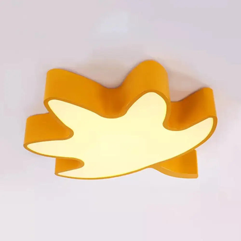 Kids’ Maple Leaf Acrylic Led Ceiling Mount Light - Candy Colors For Shops Yellow / White 19.5’