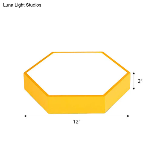 Kids’ Metal Acrylic Hexagon Flush Ceiling Light - Simple Led Lamp For Living Room
