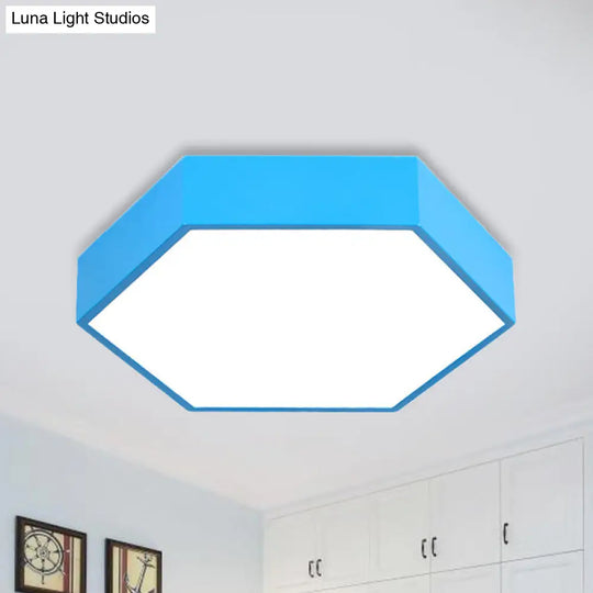 Kids Metal Acrylic Hexagon Flush Ceiling Light - Simple Led Lamp For Living Room