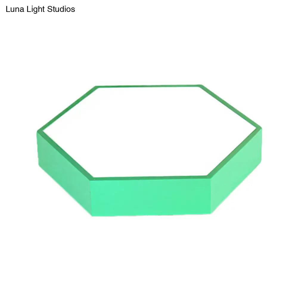 Kids Metal Acrylic Hexagon Flush Ceiling Light - Simple Led Lamp For Living Room