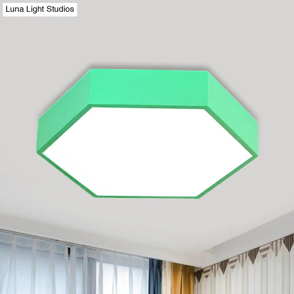 Kids Metal Acrylic Hexagon Flush Ceiling Light - Simple Led Lamp For Living Room