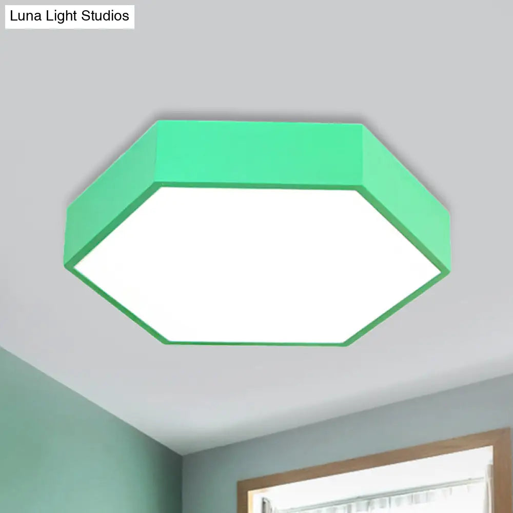 Kids Metal Acrylic Hexagon Flush Ceiling Light - Simple Led Lamp For Living Room