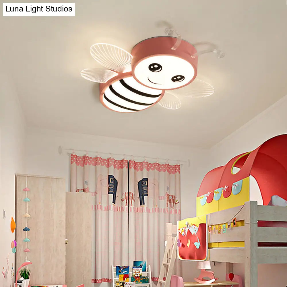 Kids Metal Bee Flush Mount Ceiling Light - Led Close To Lamp