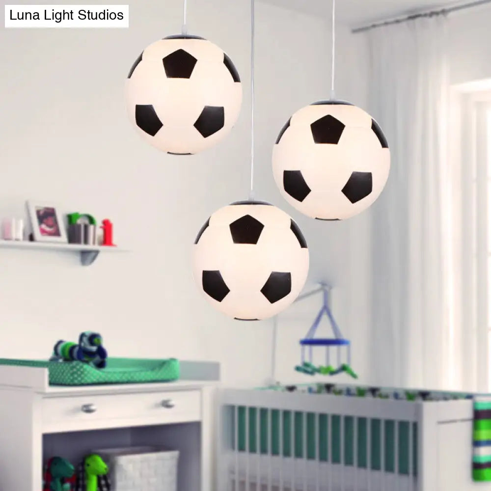 Kids Metallic Football Ceiling Pendant Light - Fun Lighting Fixture For Childrens Bedroom