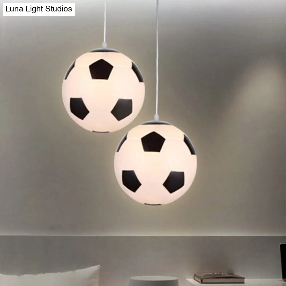 Kids Metallic Football Ceiling Pendant Light - Fun Lighting Fixture For Childrens Bedroom