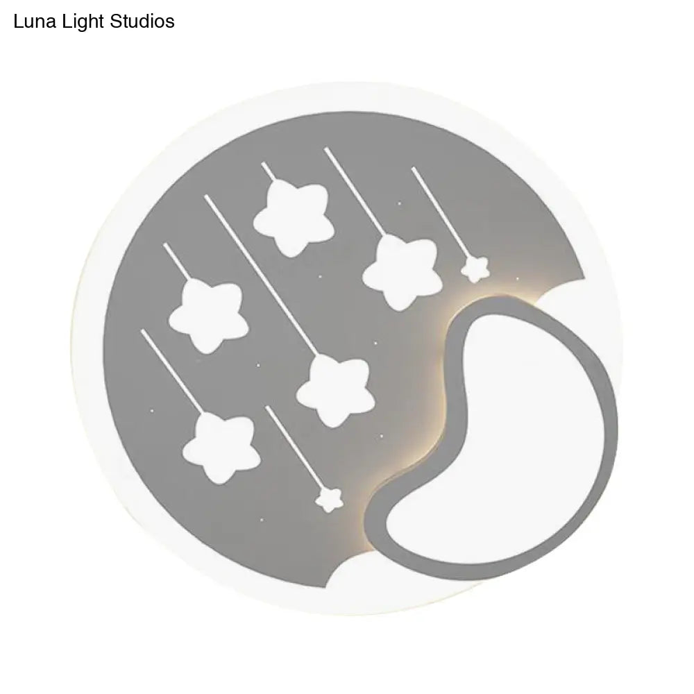 Kids Meteor Shower Ceiling Light: Acrylic White Led Lamp For Kindergarten Foyer