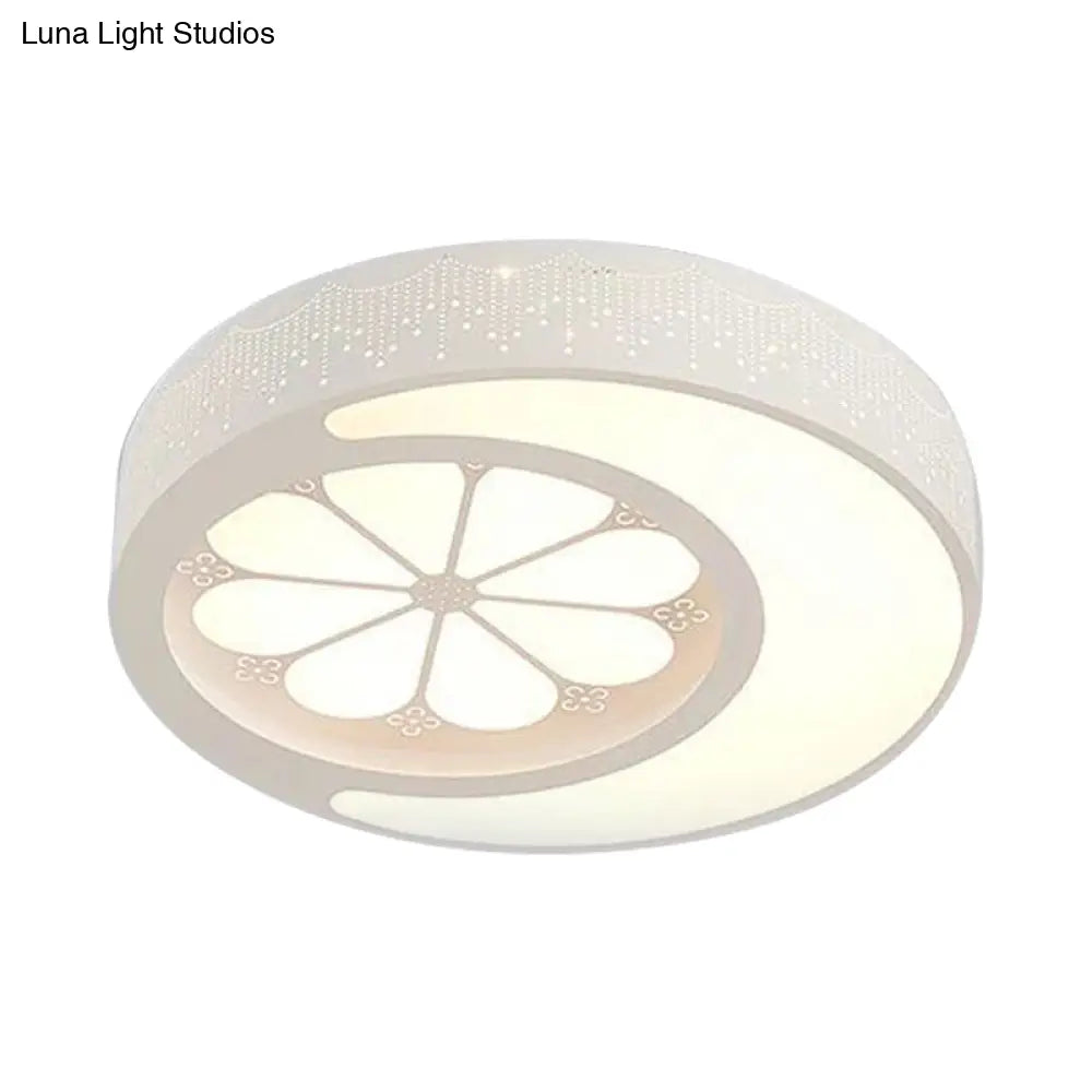 Kids’ Moon And Flower Acrylic Art Deco Flush Mount Ceiling Light For Children’s Room