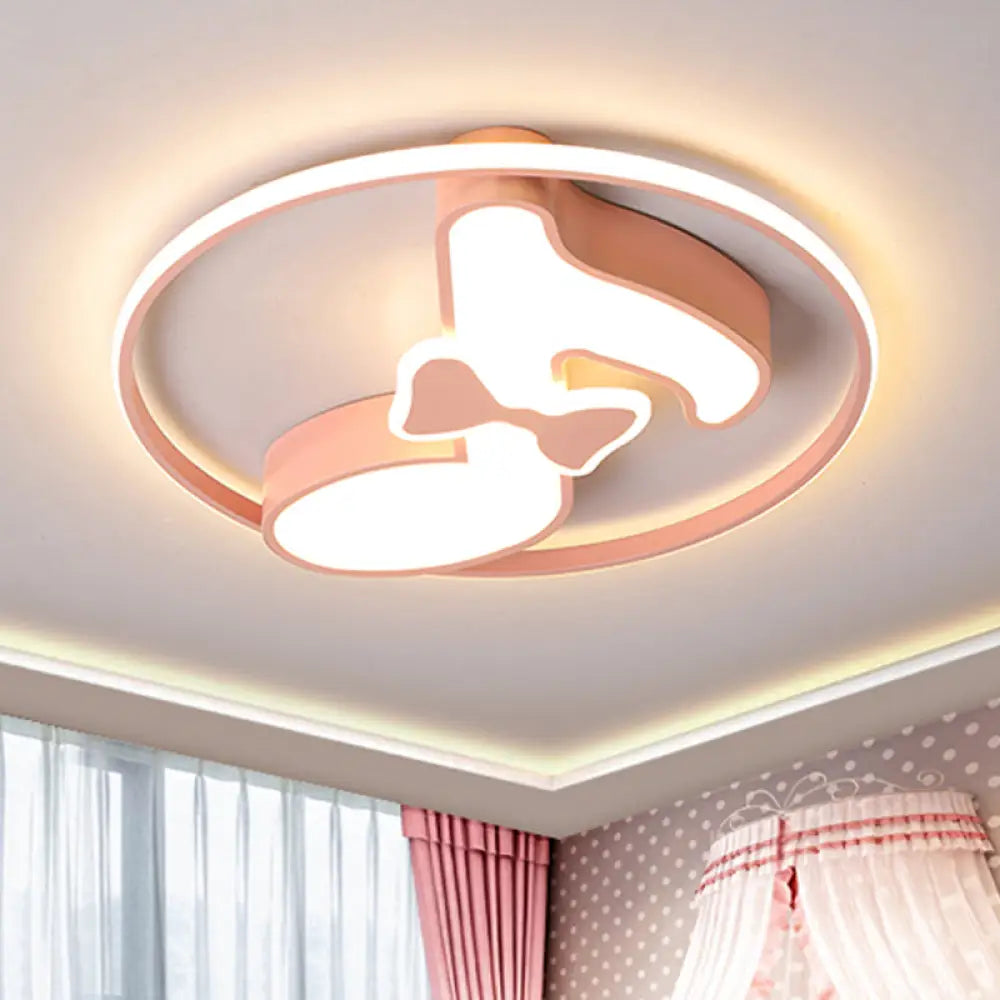 Kids Musical Note Ceiling Lamp In Pink/Light Blue - Acrylic Led Nursery Flush Mount Light With