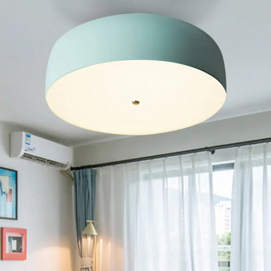 Kids Nordic Led Dome Ceiling Light - Flush Mount Green / 14