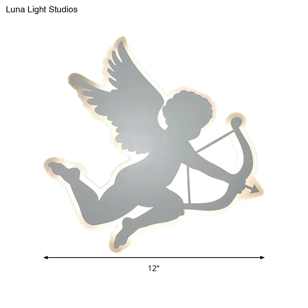 Kids Nursing Room Cupid Angel Led Wall Lamp In White - 2 Sizes Available