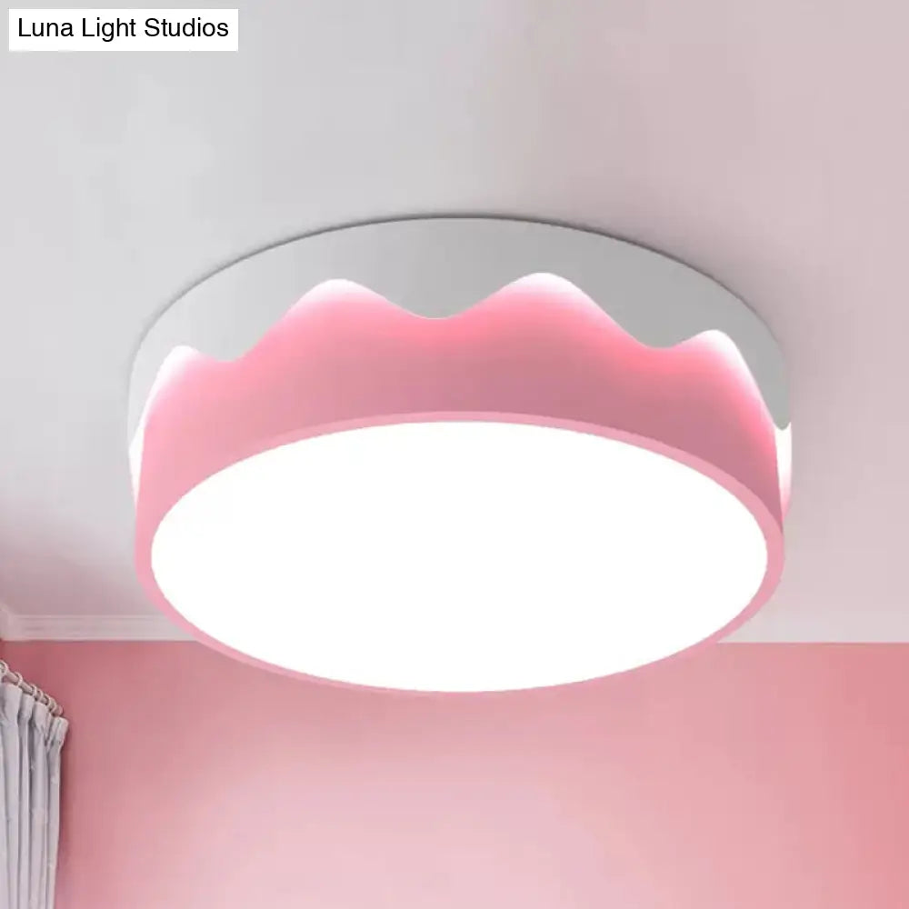 Kids Pink Flush Ceiling Light - Acrylic Led Lamp For Girls Bedroom