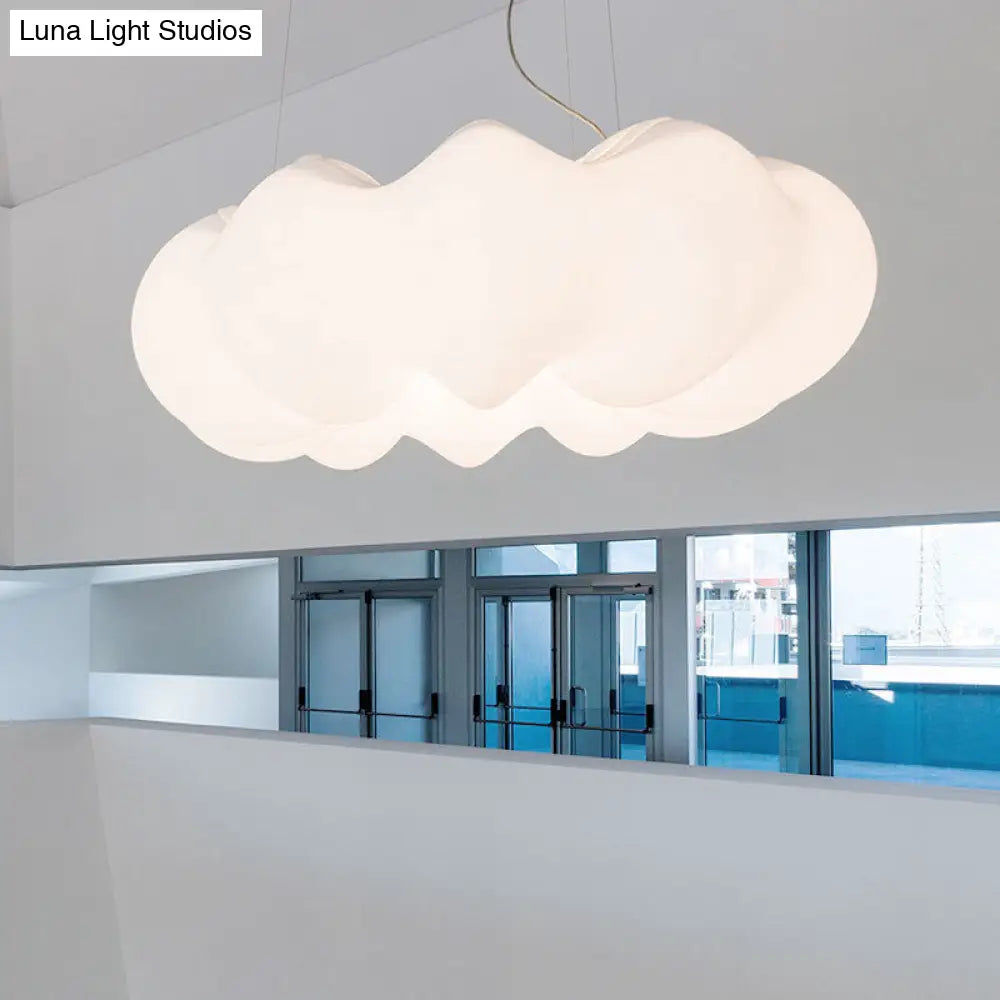 Kids Plastic Cloud Pendant Light - 1 Suspension Fixture For Living Room Ceiling