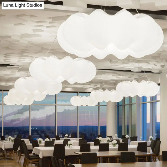 Kids Plastic Cloud Pendant Light - 1 Suspension Fixture For Living Room Ceiling