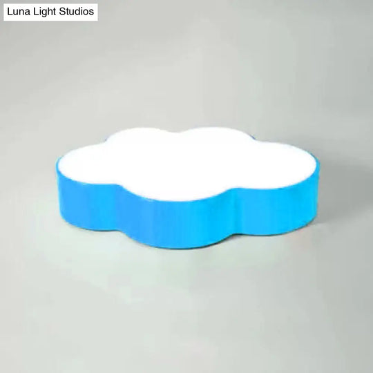 Kids Room Candy Colored Cloud Flush Ceiling Light - Cartoon Acrylic Lamp Blue / 18 White