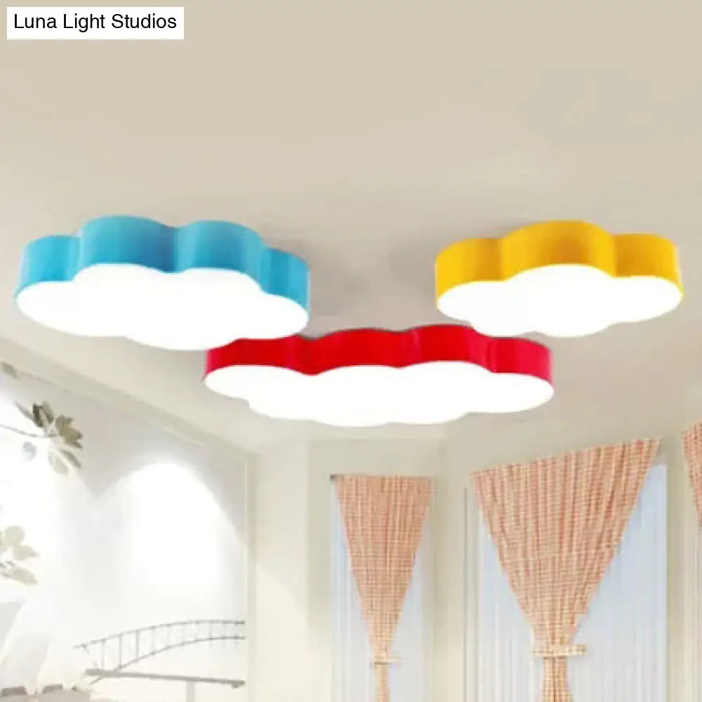 Kids Room Candy Colored Cloud Flush Ceiling Light - Cartoon Acrylic Lamp