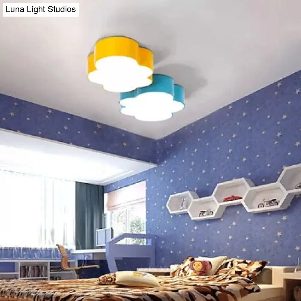 Kids Room Candy Colored Cloud Flush Ceiling Light - Cartoon Acrylic Lamp