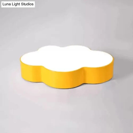 Kids Room Candy Colored Cloud Flush Ceiling Light - Cartoon Acrylic Lamp Yellow / 18 Warm