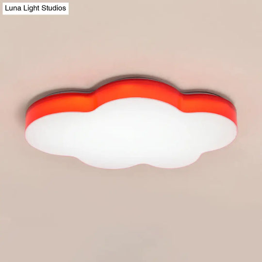 Kids Room Cartoon Led Cloud Ceiling Light In Acrylic Flushmount Design White/Red/Yellow