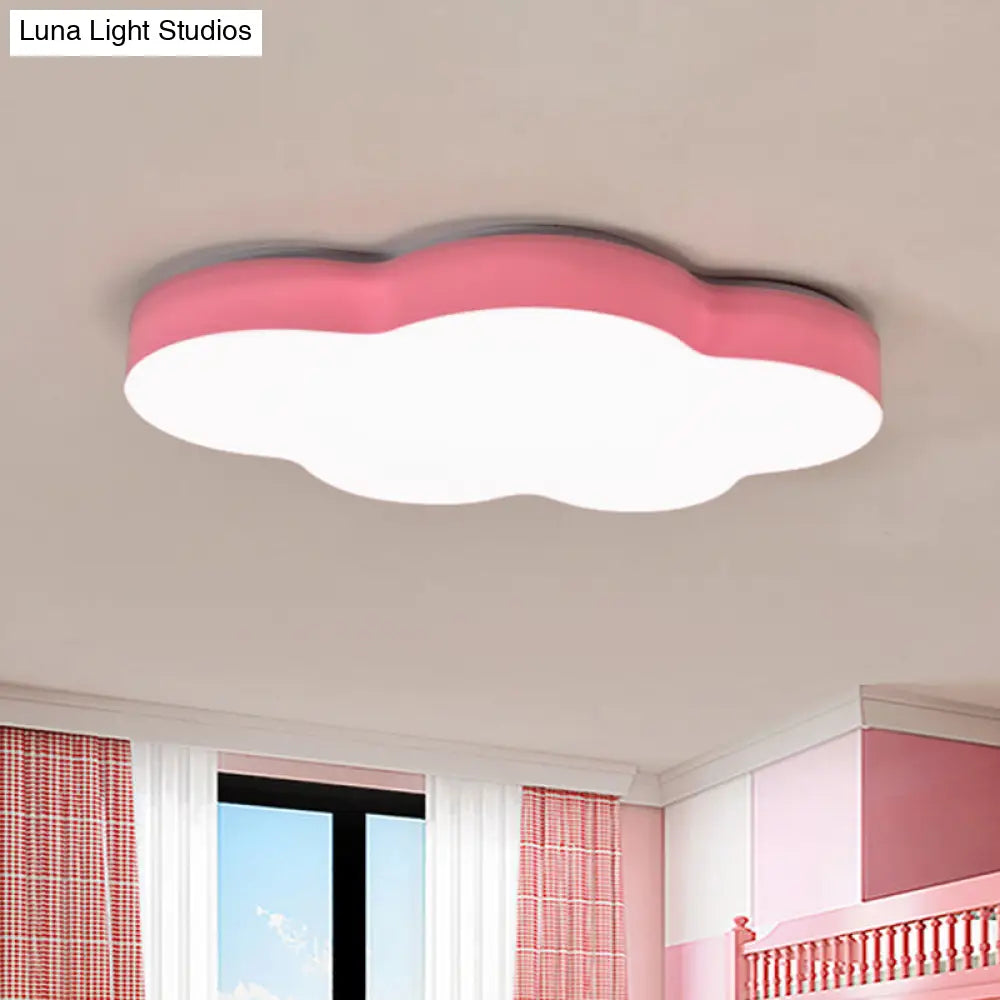 Kids Room Cartoon Led Cloud Ceiling Light In Acrylic Flushmount Design White/Red/Yellow Pink