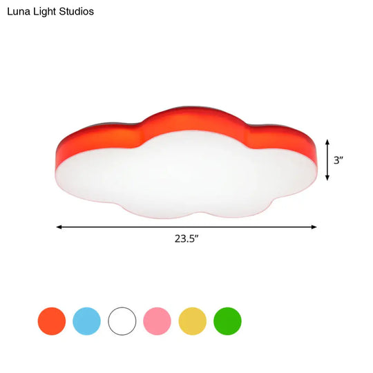 Kids Room Cartoon Led Cloud Ceiling Light In Acrylic Flushmount Design White/Red/Yellow