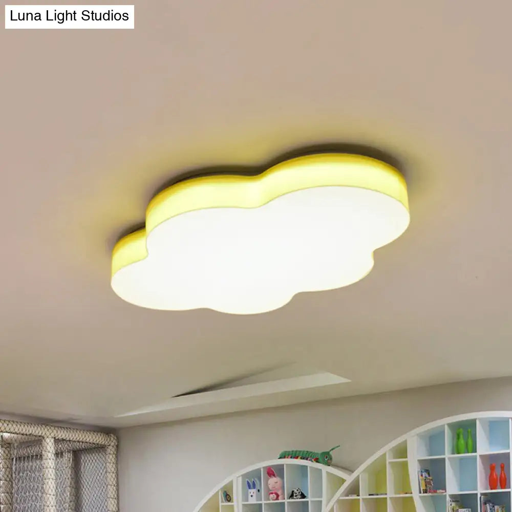 Kids Room Cartoon Led Cloud Ceiling Light In Acrylic Flushmount Design White/Red/Yellow