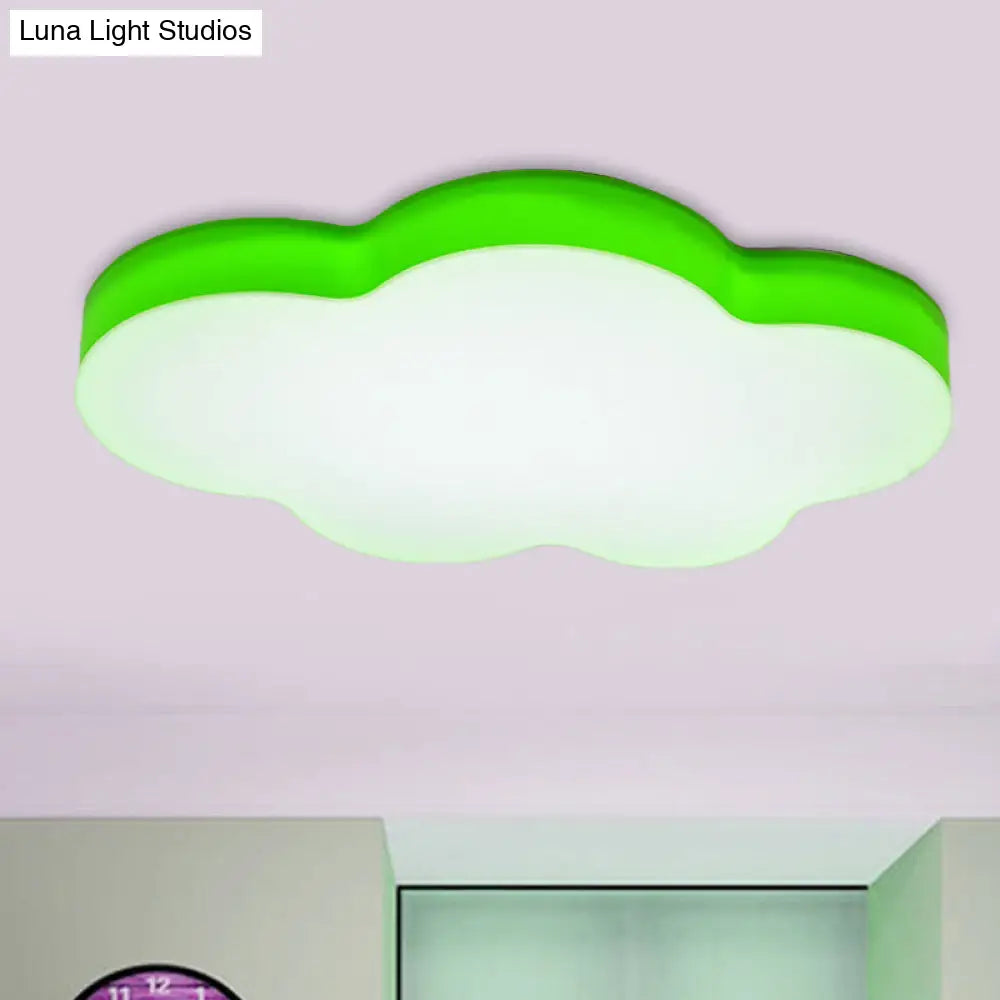 Kids Room Cartoon Led Cloud Ceiling Light In Acrylic Flushmount Design White/Red/Yellow Green