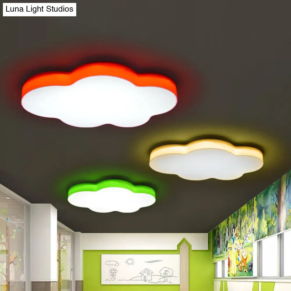 Kids Room Cartoon Led Cloud Ceiling Light In Acrylic Flushmount Design White/Red/Yellow Red