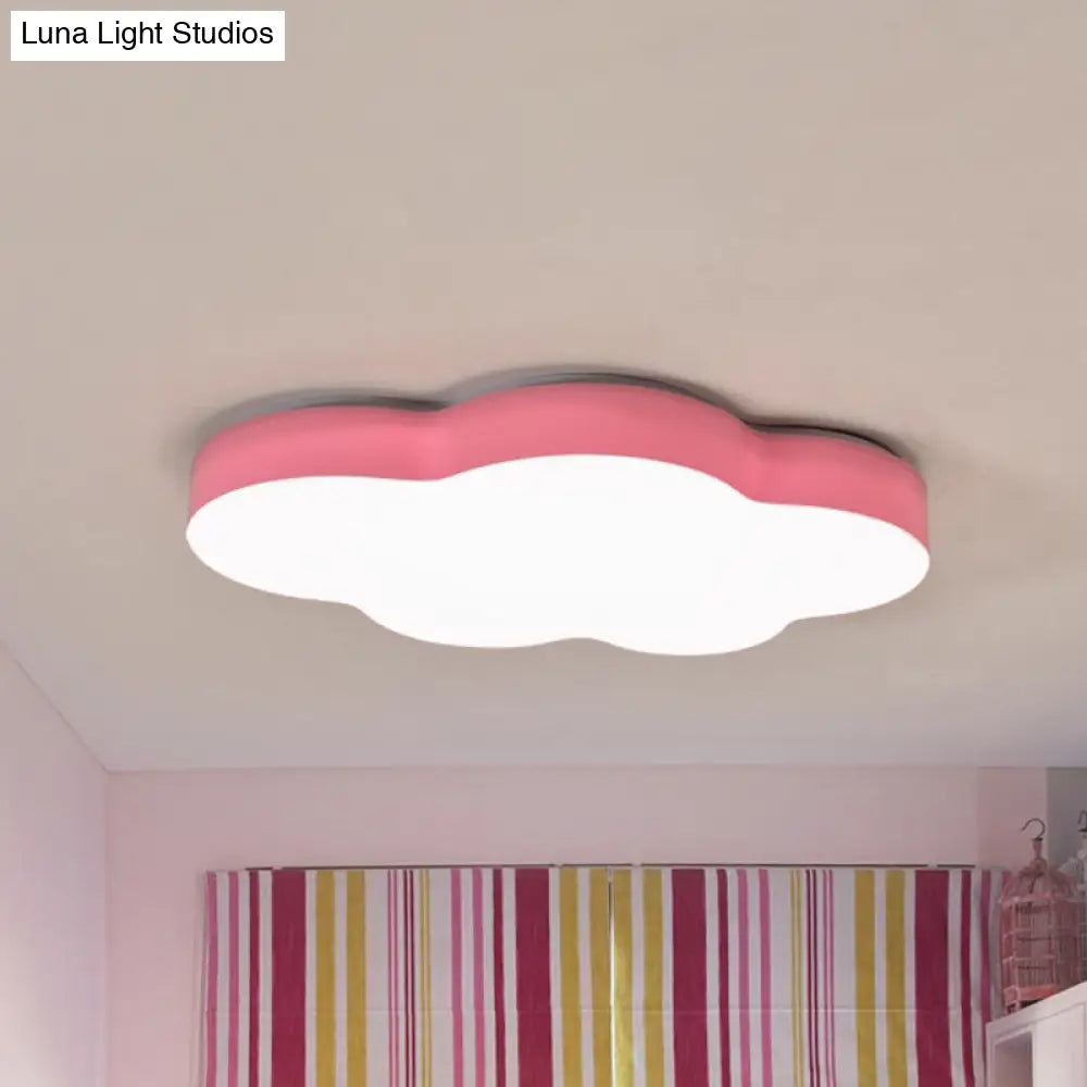 Kids Room Cartoon Led Cloud Ceiling Light In Acrylic Flushmount Design White/Red/Yellow